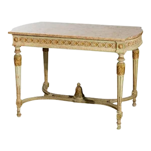 Antique French Louis XVI Rouge Marble Top Parol Table 18th C