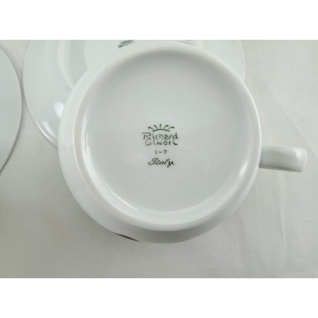 1970s Richard Ginori Cherry Teacups & Saucers Italy - Set of 2 For Sale In New York - Image 6 of 6