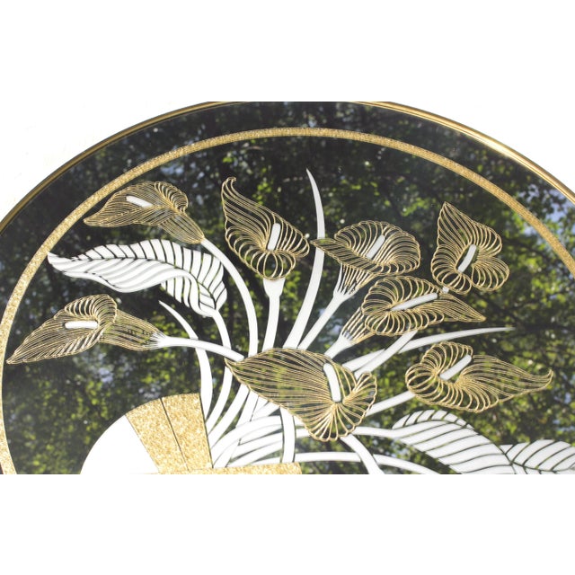 1970s Sandoval Calla Lily Round Mirror For Sale - Image 4 of 10