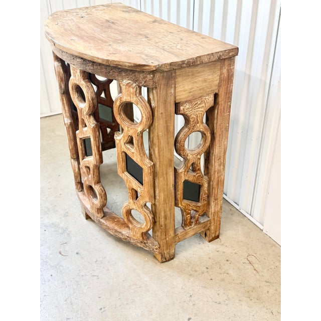 Brutalist Vintage Brutalist Style Console Table With Glass Inserts For Sale - Image 3 of 10