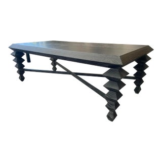 Geometric Black Oak Cocktail Table For Sale