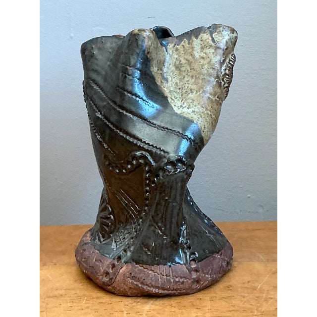 Mid-Century Modern Vintage Original Studio Pottery Vase For Sale - Image 3 of 12