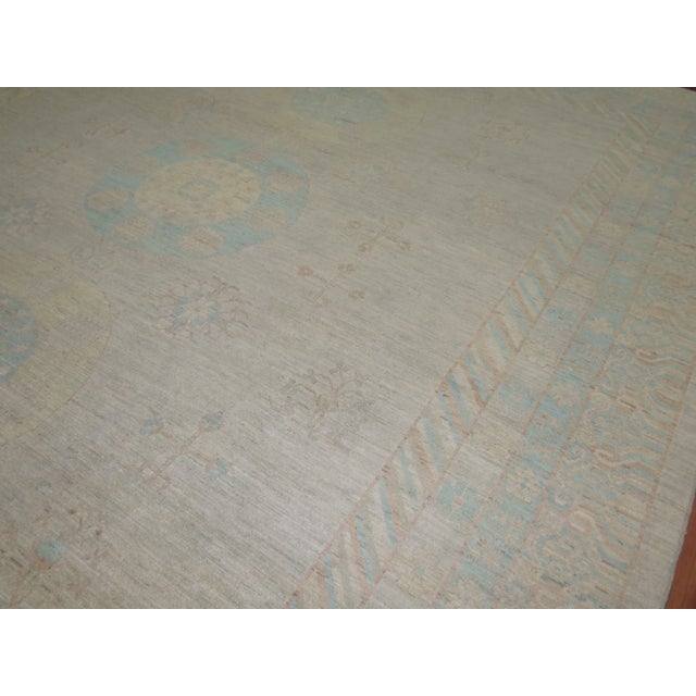 Silver Late 20th Century Large Khotan Rug - 12'6" x 16' For Sale - Image 8 of 13