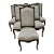French Carved Dining Side Chairs Upholstered in Belgian Linen Chenille For Sale