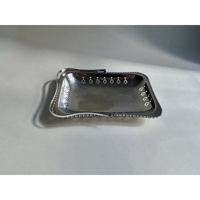 Cheltenham England Handled Silver Plate Pierced Basket For Sale - Image 10 of 18
