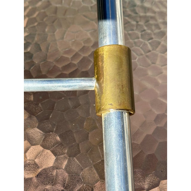 Metal John Vesey v-41 X-Leg Aluminum Brass Coffee Table Mid Century Modern For Sale - Image 7 of 12