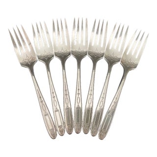 Oneida Community Plate Grosvenor 1921 Silverplate Salad Forks - Set of 7 For Sale
