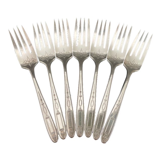 Oneida Community Plate Grosvenor 1921 Silverplate Salad Forks - Set of 7 For Sale