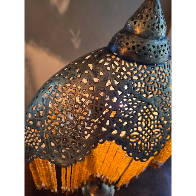 Early 20th Century Antique Moorish Moroccan Pierced Brass Table Lamp For Sale - Image 5 of 14