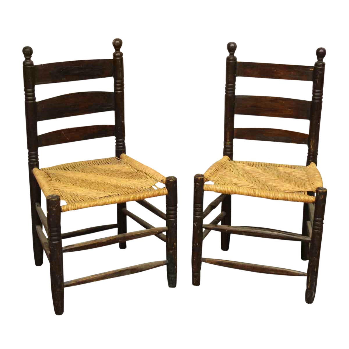 Ladder Back Caned Seat Dining Chairs a Pair Chairish