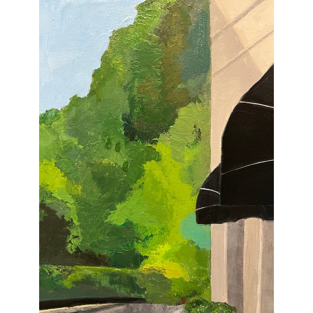 2020s “Cap D'Ail" Contemporary Impressionist Cityscape From South of France in Greens, Black and Grays by Mill Valley Artist Mary Anne McKernie For Sale - Image 5 of 10