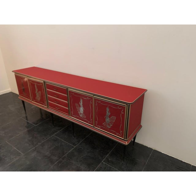 Credenza by Umberto Mascagni Rosso Bordeaux, 1950s For Sale - Image 11 of 14