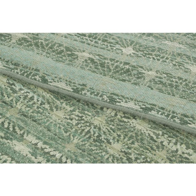 Textile Rug & Kilim’s Block Print Runner With All-Over Geometric Design in Sage Green For Sale - Image 7 of 8