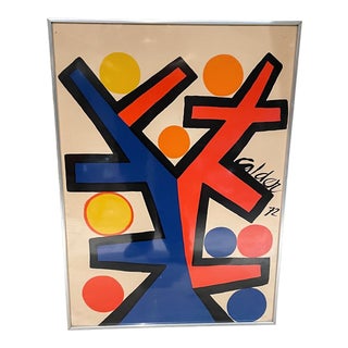 1970s Modernist Abstract Alexander Calder Poster, Framed For Sale