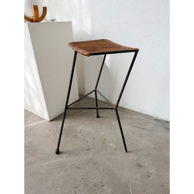 Vintage Wicker and Metal Stool by Dennis Lennon, 1950 For Sale - Image 10 of 18