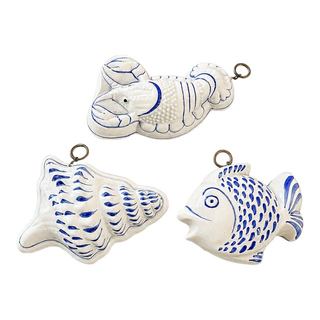 Vintage Italian Bassano Ceramic Sea Plaques Set of 3 For Sale