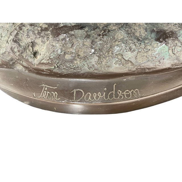 1980s Monumental Signed Bronze Figurative Sculpture of Children by J. Davidson on Marble & Rosewood Pedestal For Sale - Image 4 of 15