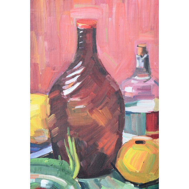 Luise Kornsand, Still Life with Fruits and Bottles, 1942, Oil Painting on Canvas, Framed For Sale - Image 7 of 11