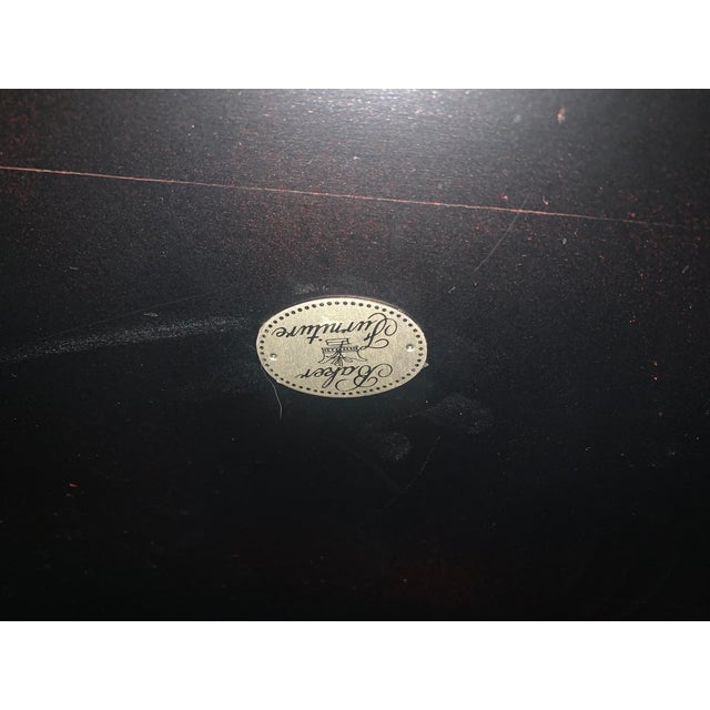 Chinoiserie Vintage Baker Furniture Hollywood Regency Chinoiserie Monumental Black Lacquered Coffee Table For Sale - Image 3 of 6