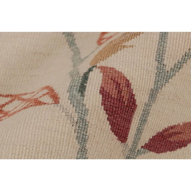 Beige Rug & Kilim's Aubusson Rug, Cream With Red and Sage Floral Patterns For Sale - Image 8 of 8