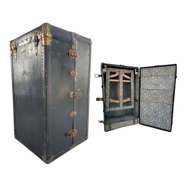 Antique Industrial Americana Hudson Wardrobe Trunk For Sale