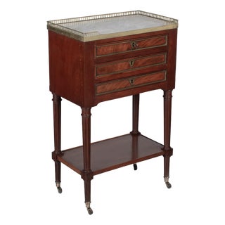 Louis XVI Style Marble Top Nightstand or Side Table For Sale
