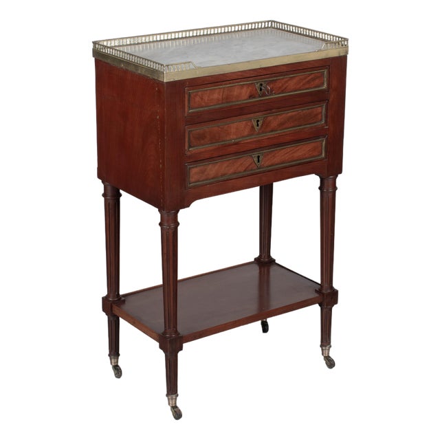 Louis XVI Style Marble Top Nightstand or Side Table For Sale