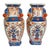 Asian Pair of Hexagonal Porcelain Vases With Imari Design and Pomegranate Handles 15" For Sale - Image 3 of 8