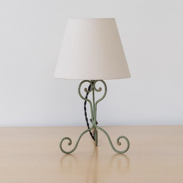 Metal 1940s French Painted Iron Scroll Lamp For Sale - Image 7 of 13