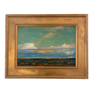 Vintage Skyscape Oil Painting on Canvasboard For Sale
