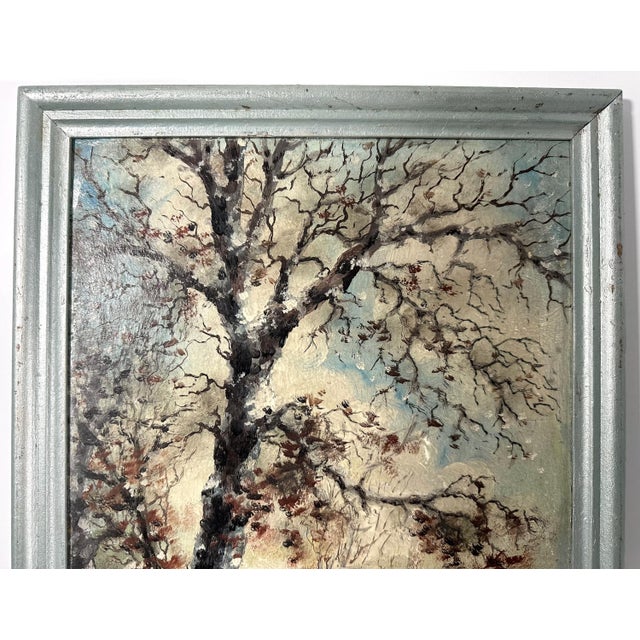 Framed Oil on Board Impressionist Painting, "Winter Sunset: by Mr. Shade for your consideration. The framed painting...