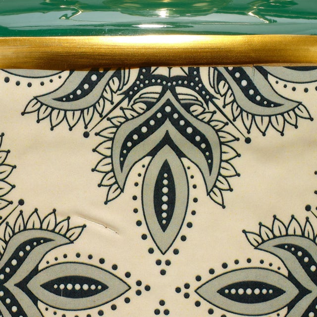 Jamie Young Jamie Young Harlequin Table Lamp in Cream and Green Patterned Ceramic For Sale - Image 4 of 6