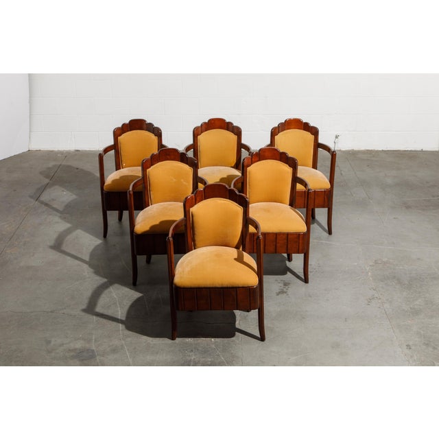 Art Deco Important Pierre Patout Mahogany Dining Chairs from S.S. Île de France, c. 1927 - Set of 6 For Sale - Image 3 of 12