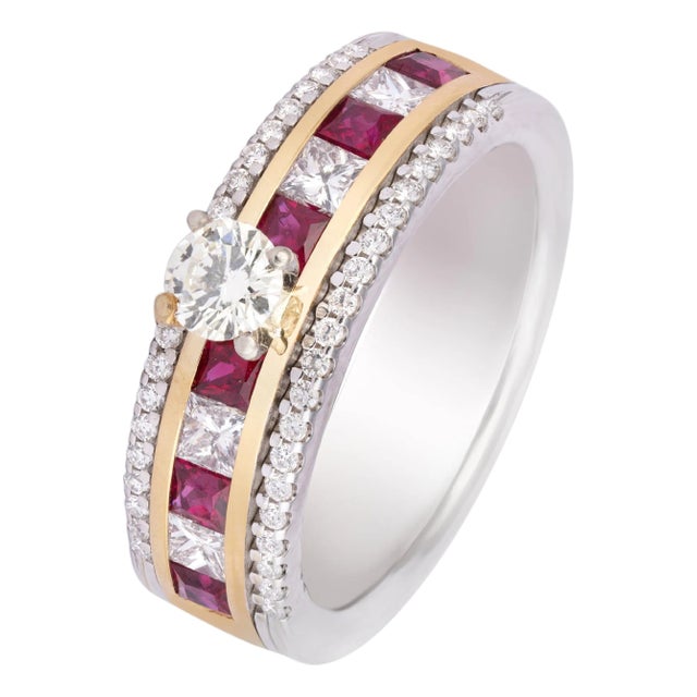 Diamond Ruby Ring in 18k gold For Sale
