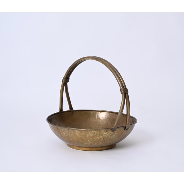 Italian Basket Magazine Rack in Brass, Italy, 1940s For Sale - Image 17 of 18