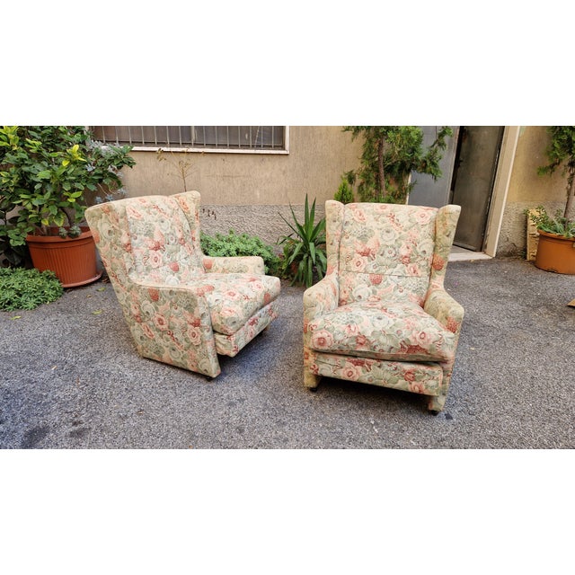 Square Lounge Chairs in Floral Fabric, Set of 2 For Sale - Image 12 of 12