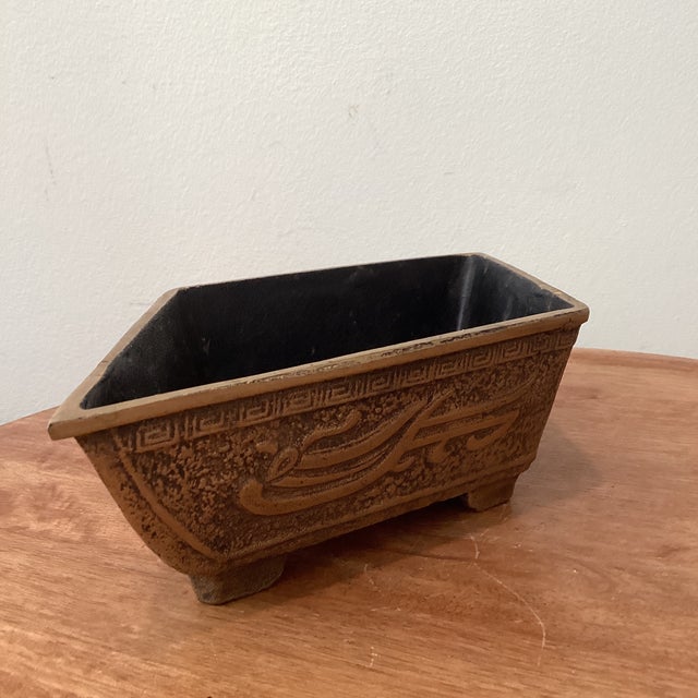 Antique Cast Iron Diamond Shape Bonsai Planter For Sale - Image 4 of 12