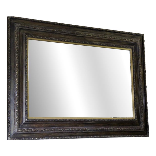 Antique Gilt and Oak Finished Overmantle Wall Mirror, 1800s For Sale