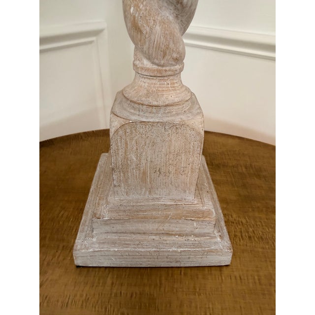 Late 20th Century Late 20th Century Barley Twist Bleached Wood Table Lamp With Linen Drum Shade For Sale - Image 5 of 6