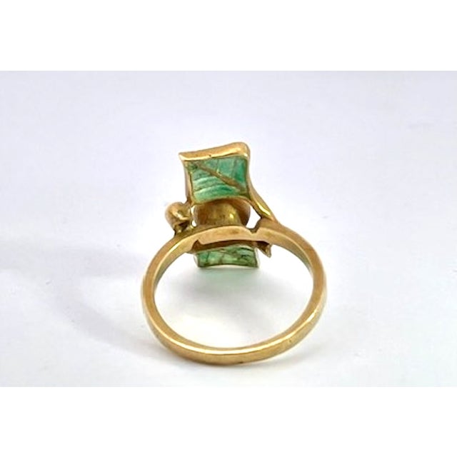 1930s Art Nouveau Diamond and Plique a Jour Ring, Size 6 For Sale - Image 10 of 13