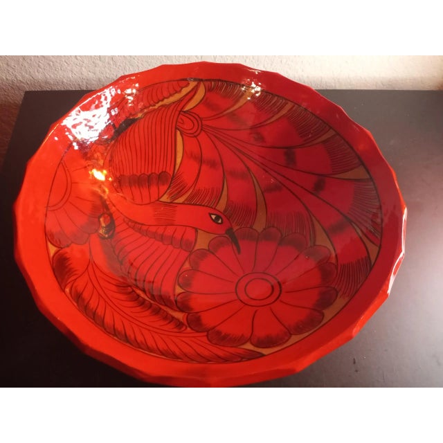 1970s Glazed Hand Painted Ceramic Decorative Bowl, Made in Italy For Sale - Image 4 of 6