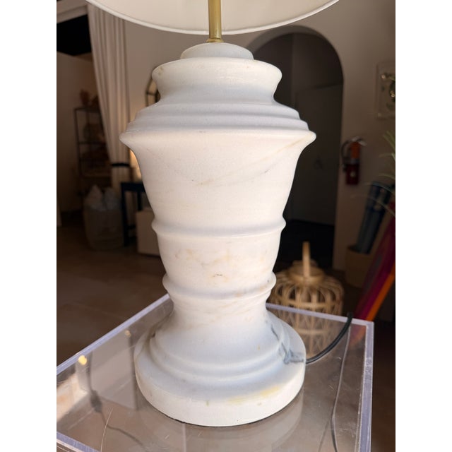 Contemporary Noir White Marble Table Lamp For Sale - Image 3 of 7