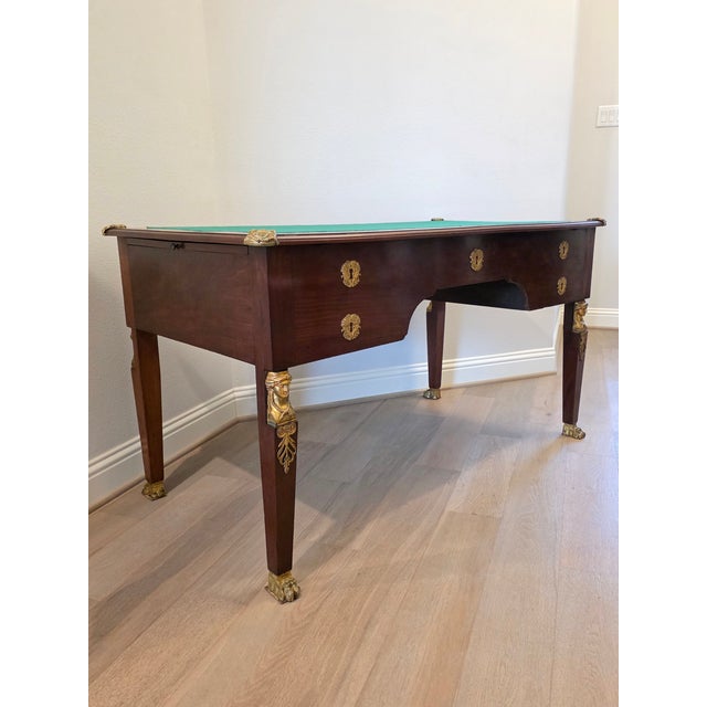 French 19th Century French Empire Gilt Bronze Mounted Writing Desk For Sale - Image 3 of 18