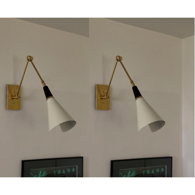 White Wall Lamps in the style of Stilnovo, Set of 2 For Sale - Image 11 of 11