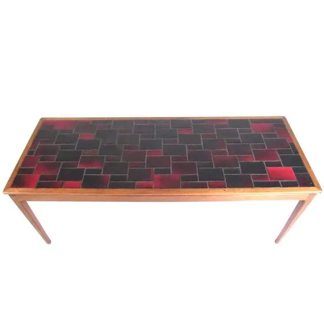 Wood Mid-Century Modern Tile Top Coffee Table For Sale - Image 7 of 7