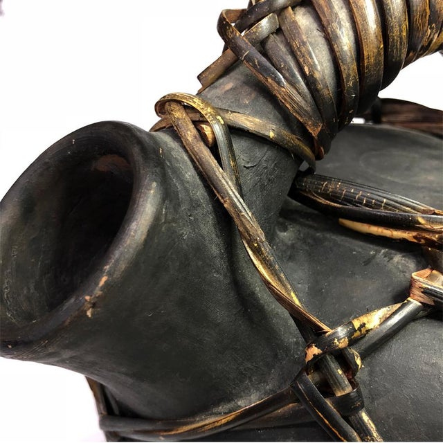 Primitive African Tribe Earthenware Weaved Clay Water Pitcher For Sale - Image 11 of 12