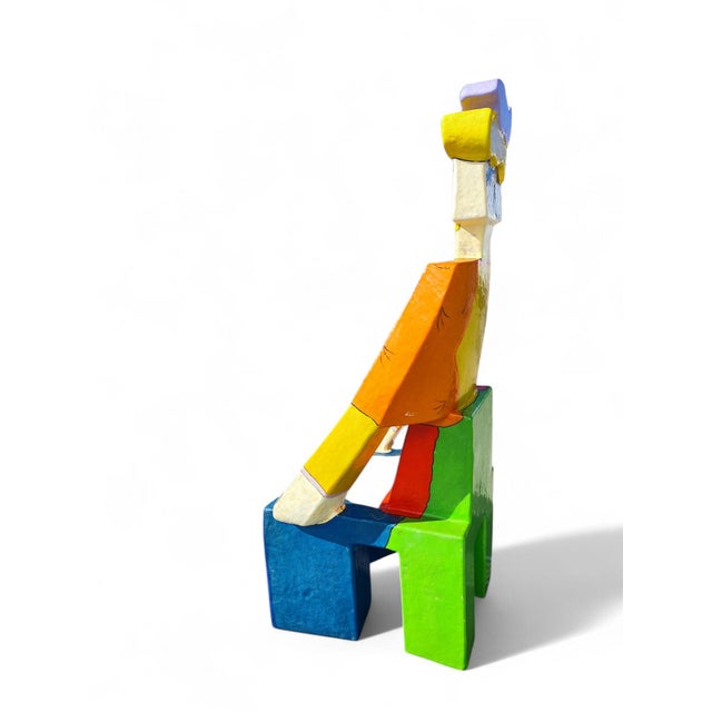 Blue Sculptural Chair and Table by Ludo Huys, 1990s, Set of 2 For Sale - Image 8 of 17