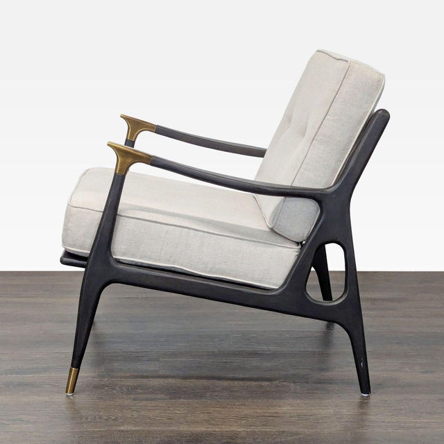 Mid-Century Modern Anthropologie Mid-Century Modern Style Lounge Chair With Cream Cushions For Sale - Image 3 of 6