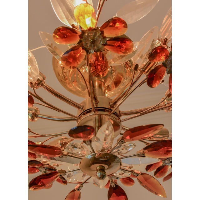 Large Vintage Amber Crystal Flower Chandelier, 1970s For Sale - Image 11 of 13