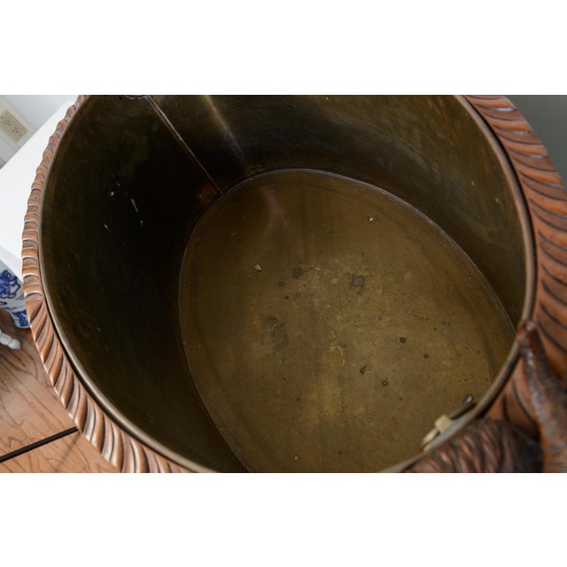 English Cellarette or Bottle Cooler Mahogany & Brass Ram Heads For Sale - Image 11 of 11